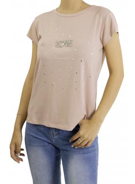 t shirt love con brillantini